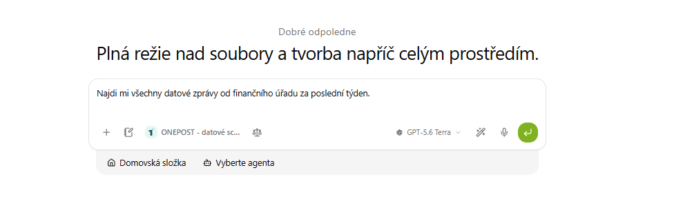 Chat s vybranou dovednosťou ONEPOST - datové schránky