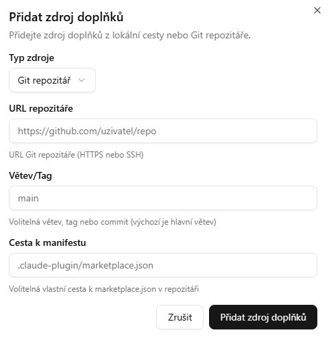 Pridanie zdroja doplnkov