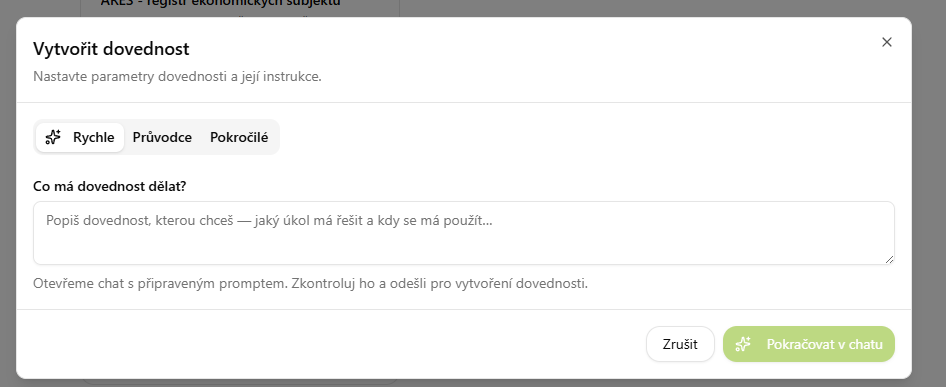 Vytvoriť zručnosť — Rýchlo