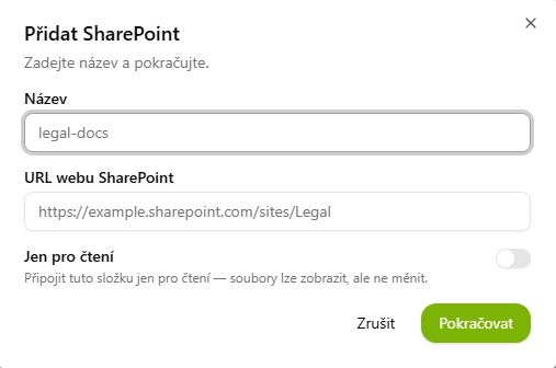 Pridanie SharePoint webu