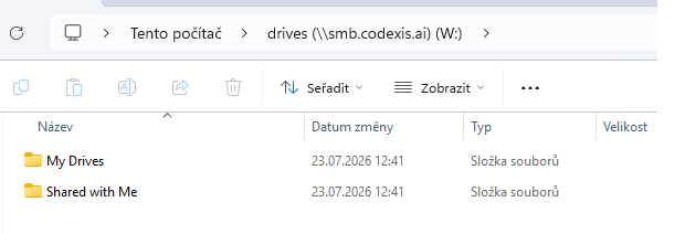 Network drive with the My Drives and Shared with Me folders