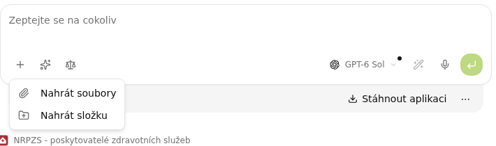 Nabídka Nahrát soubory a Nahrát složku