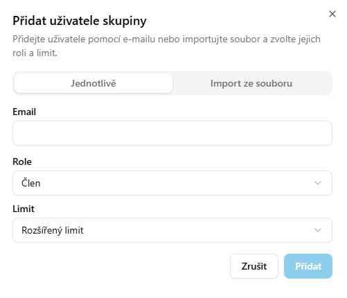 Pridanie používateľa do skupiny