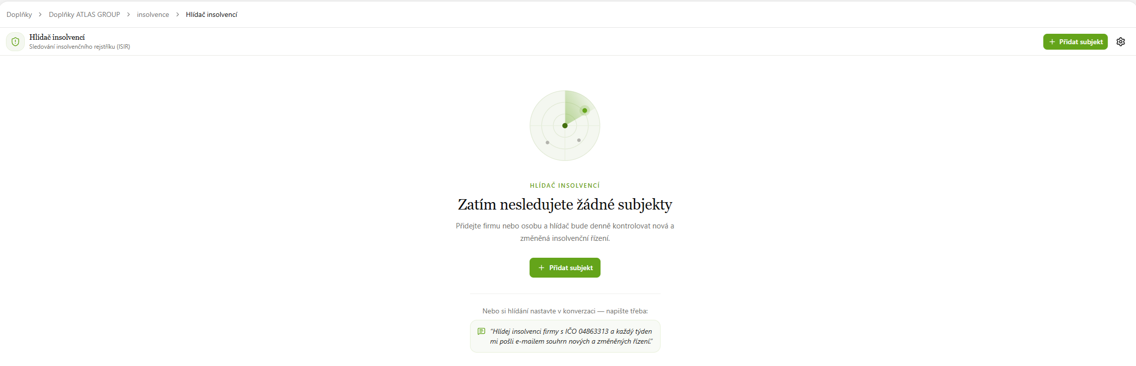 Insolvency Watchdog, the welcome screen