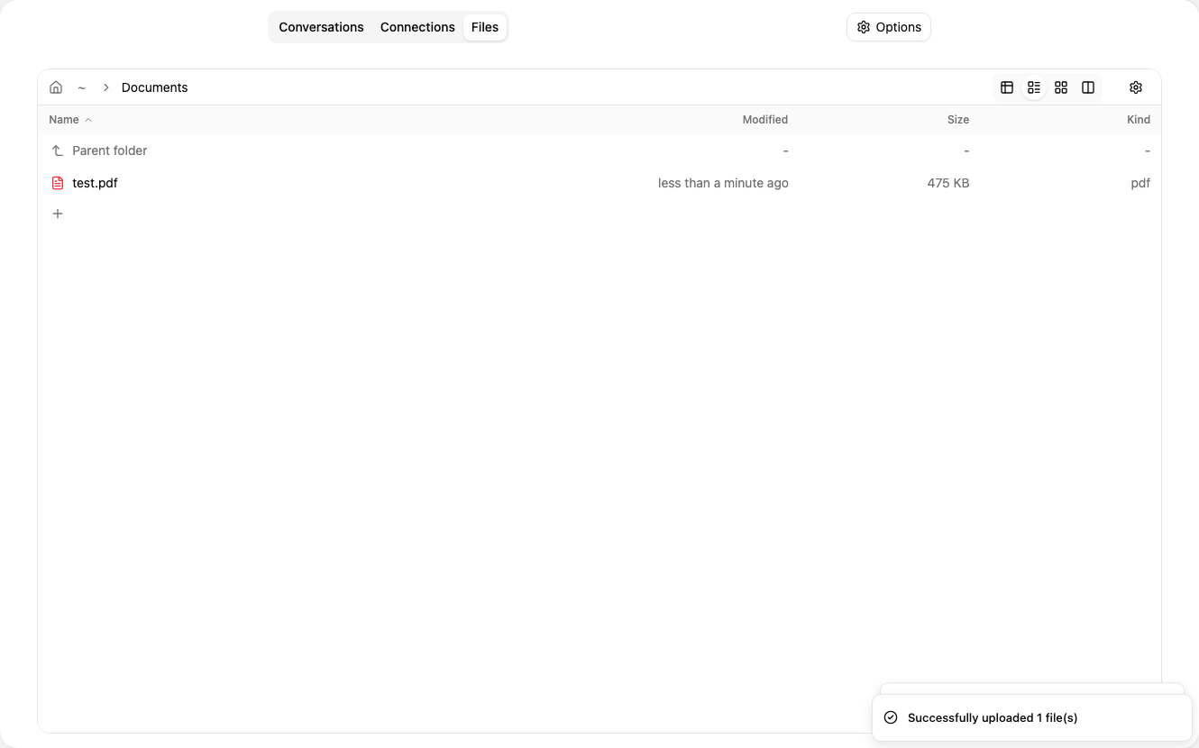 The project's Files tab with uploaded materials.
